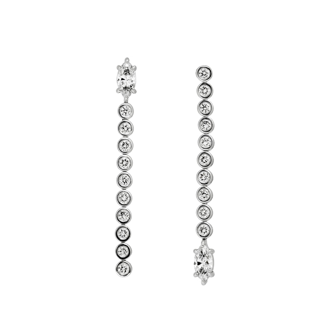 Asymmetrical Marquise Tennis Earring Pair