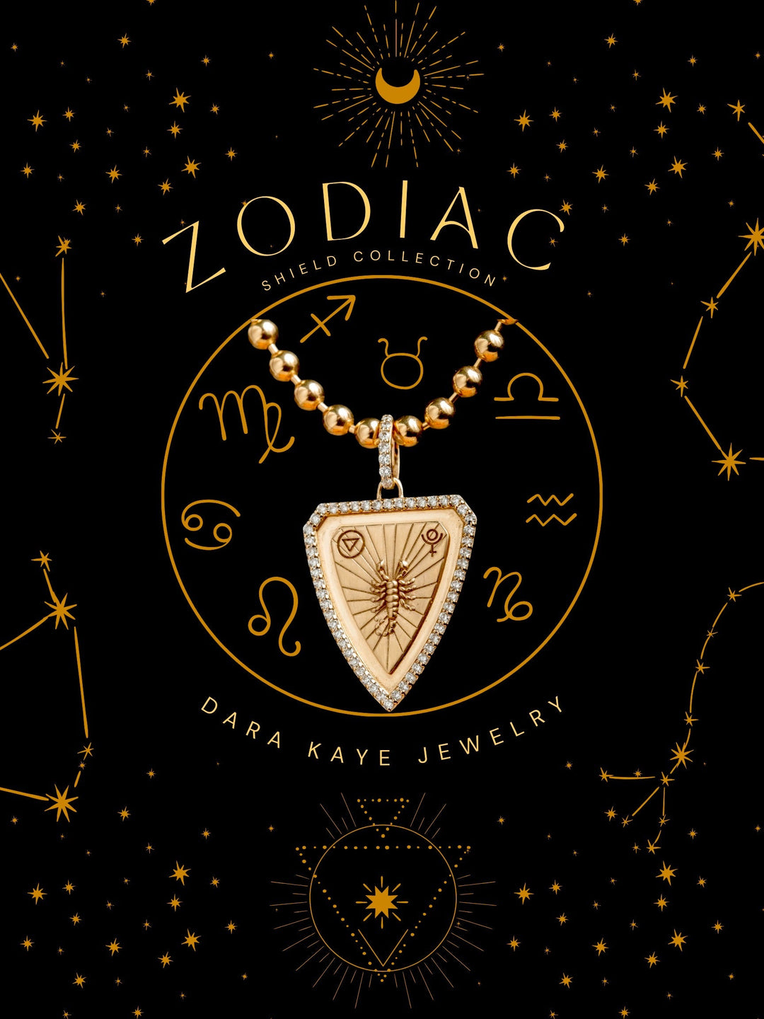 Zodiac Jewelry Reimagined: Solid Gold Shields with Lab Grown Diamonds