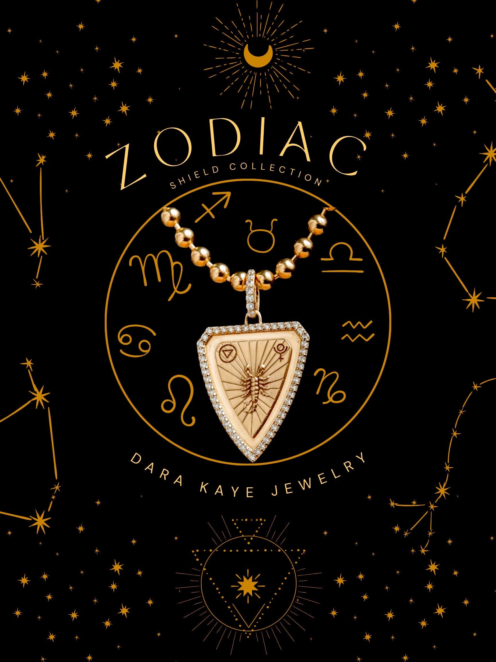 Zodiac Jewelry Reimagined: Solid Gold Shields with Lab Grown Diamonds
