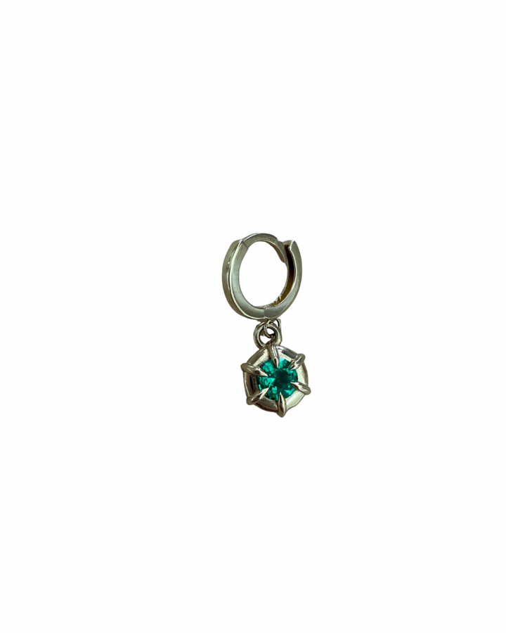 Emerald Round Solar Drop Huggie