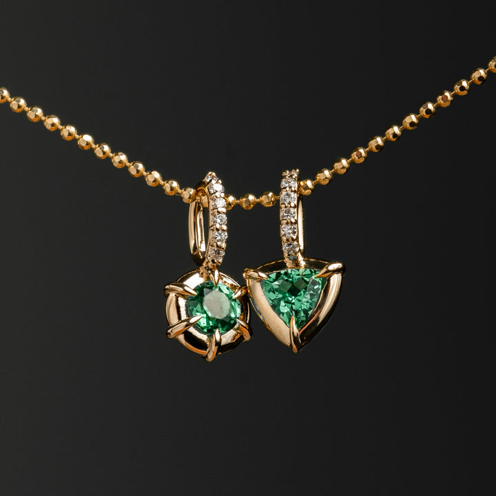Emerald Green Solar Drop Round Charm