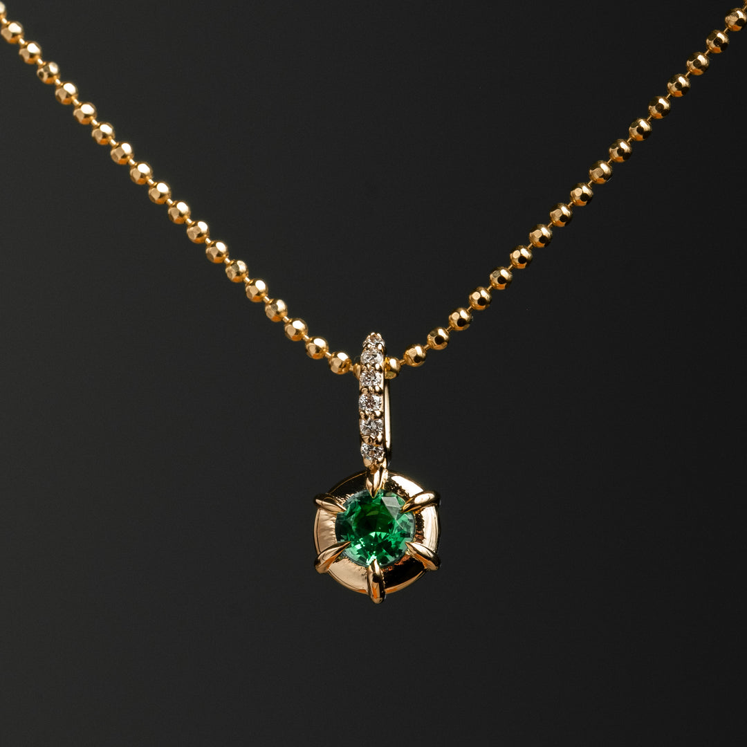 Emerald Green Solar Drop Round Charm