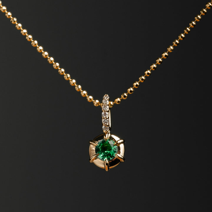 Emerald Green Solar Drop Round Charm