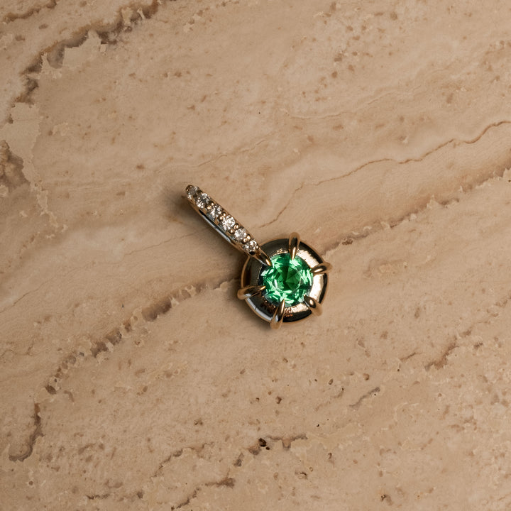Emerald Green Solar Drop Round Charm