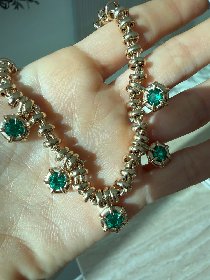 Emerald Mega Solar Drop Rolling Necklace