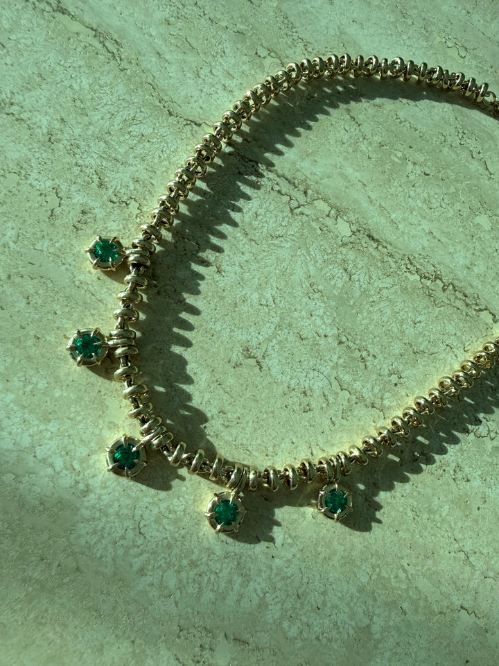 Emerald Mega Solar Drop Rolling Necklace
