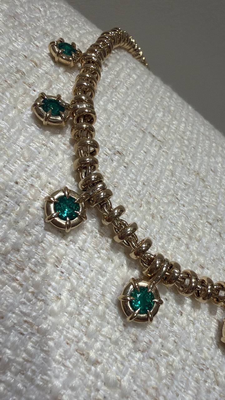 Emerald Mega Solar Drop Rolling Necklace