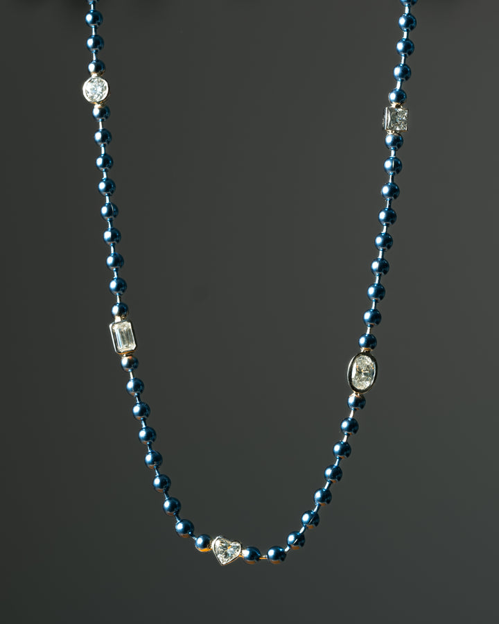 Chroma Bijoux Blue Multi Shape Ball Chain Necklace