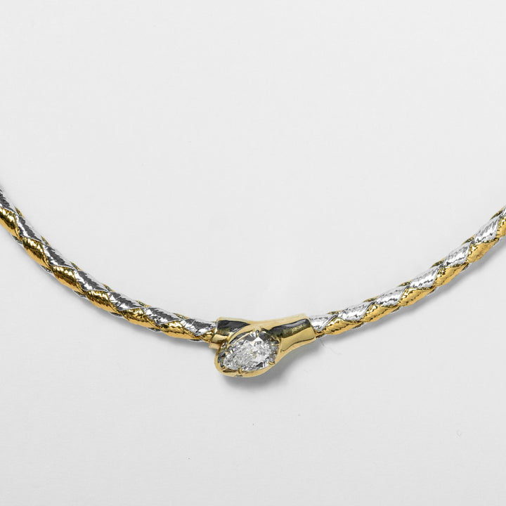 Serpent Necklace on Metallic Leather Cord