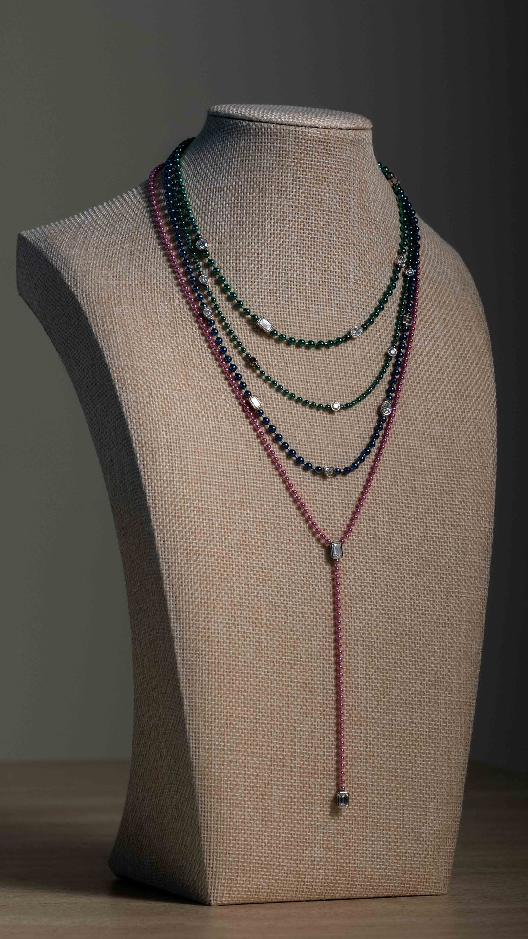 Chroma Bijoux Blue Multi Shape Ball Chain Necklace