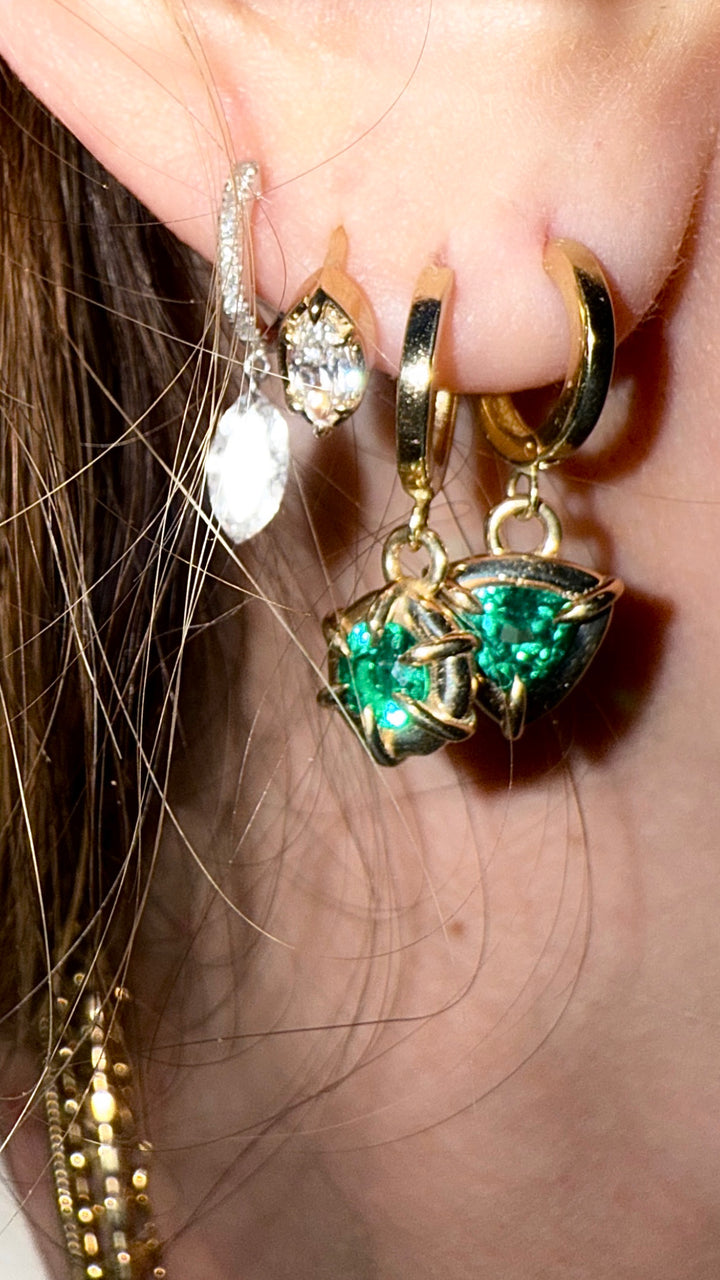 Emerald Trillion Solar Drop Huggie