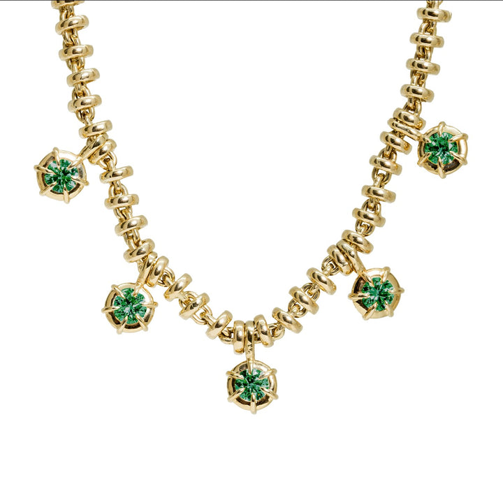 Emerald Mega Solar Drop Rolling Necklace