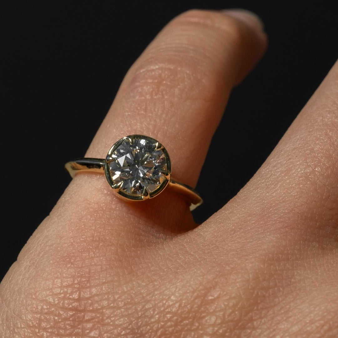 Round Knife Edge Solitaire Stacking Band