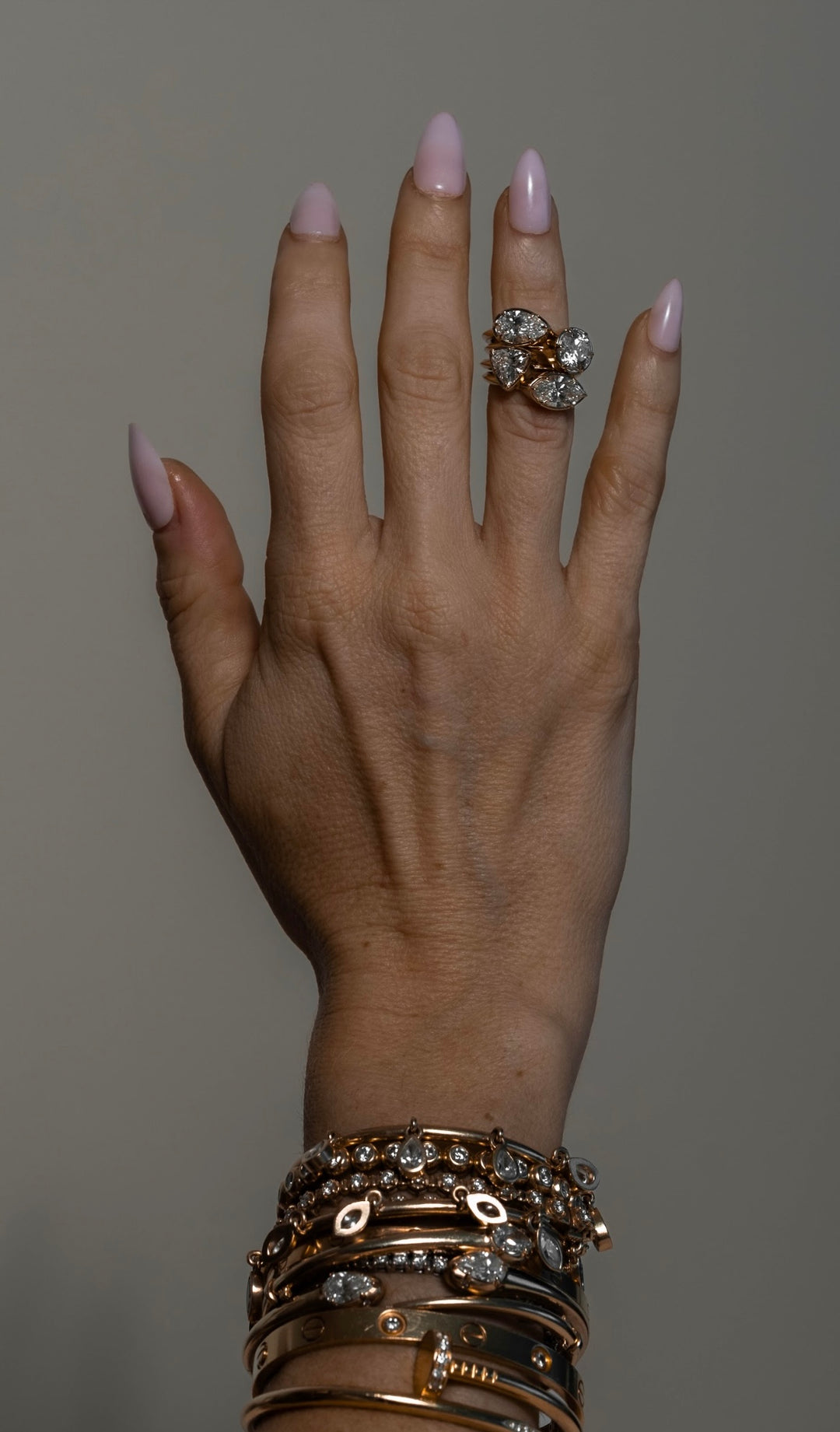 Pear Knife Edge Solitaire Stacking Band