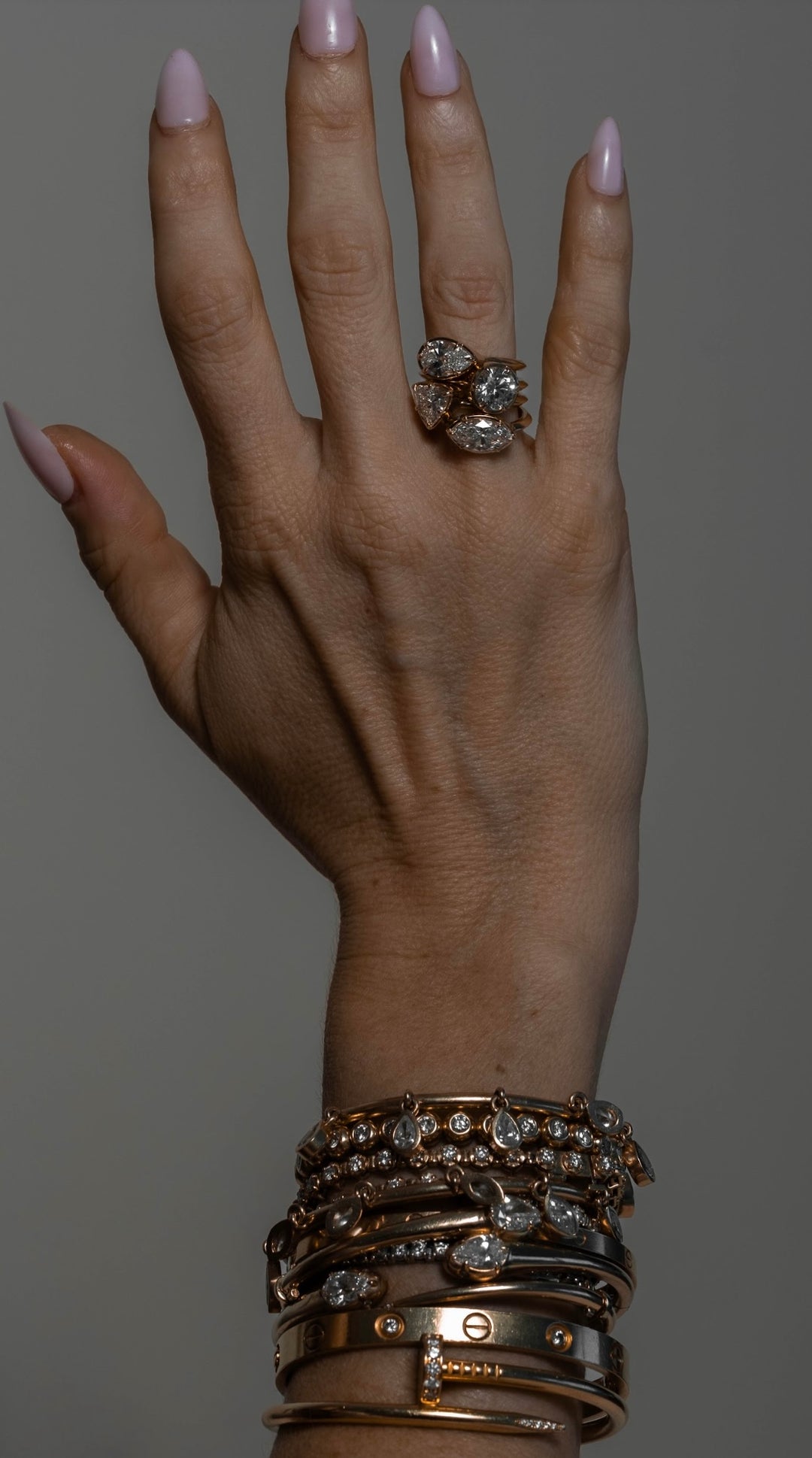 Pear Knife Edge Solitaire Stacking Band