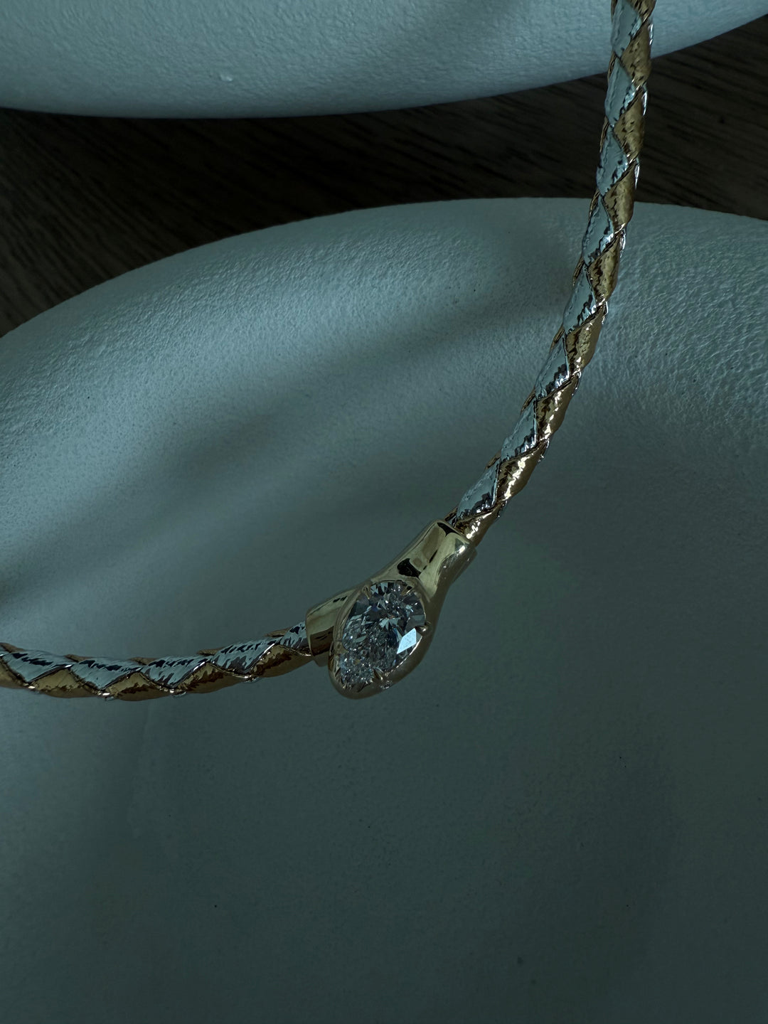 Serpent Necklace on Metallic Leather Cord