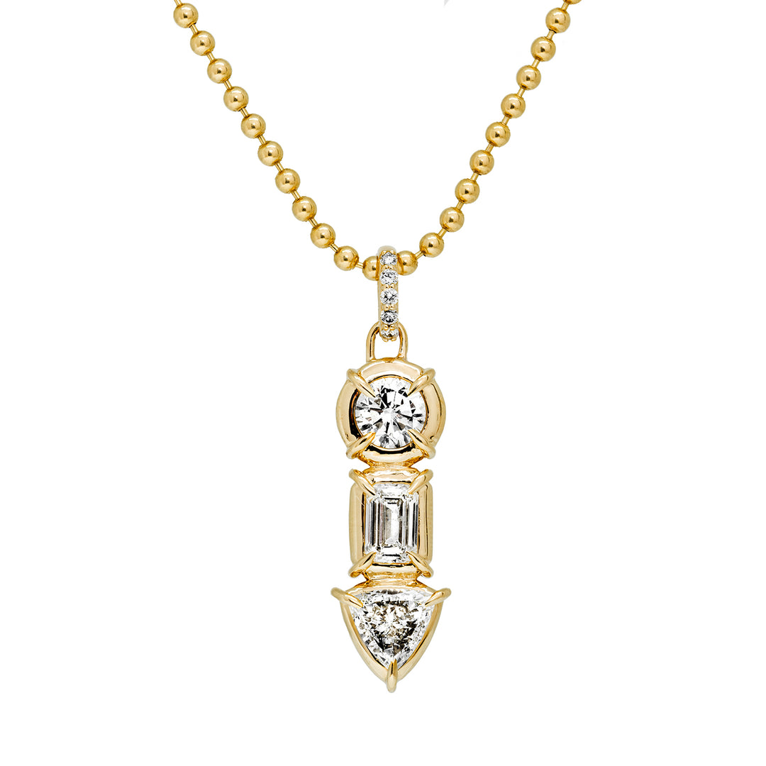 Triple Stone Bezel Pendant Yellow Gold One Size