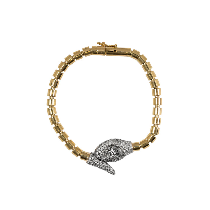 Pave Diamond Two Tone Serpent Scale Articulated Bracelet