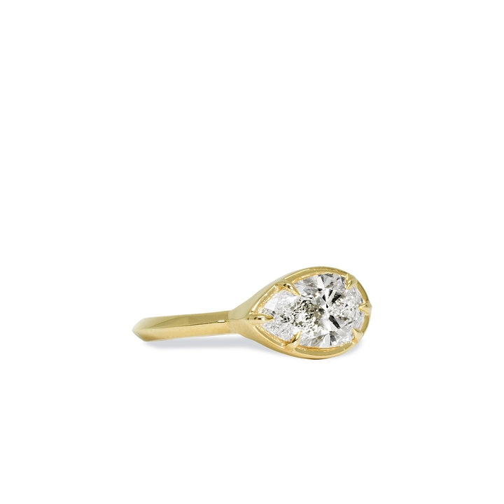 Pear Knife Edge Solitaire Stacking Band