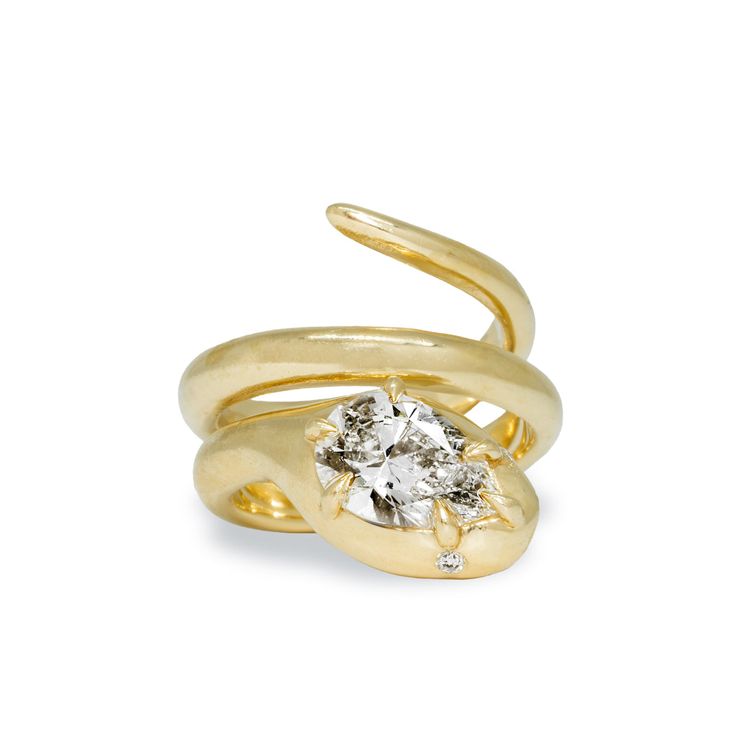 Serpent Pinky Diamond Ring Yellow Gold - Main Image