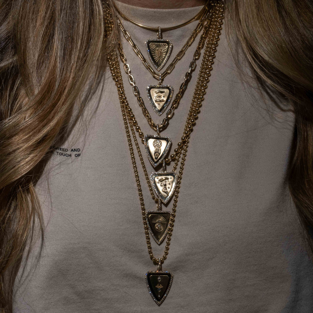 Abundance Shield Pendant  (Nine of Cups Tarot)