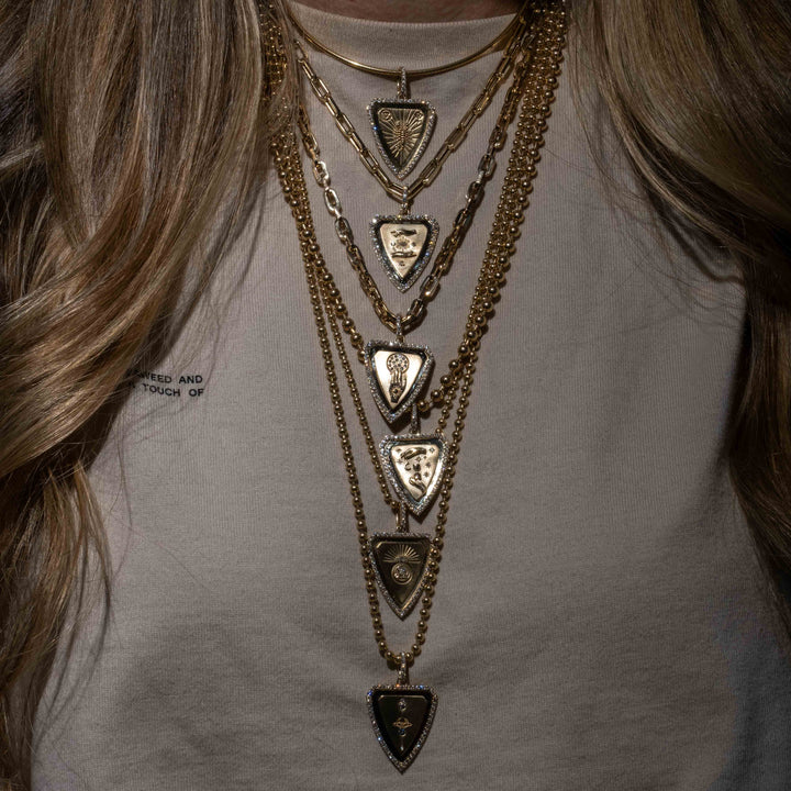 Abundance Shield Pendant  (Nine of Cups Tarot)