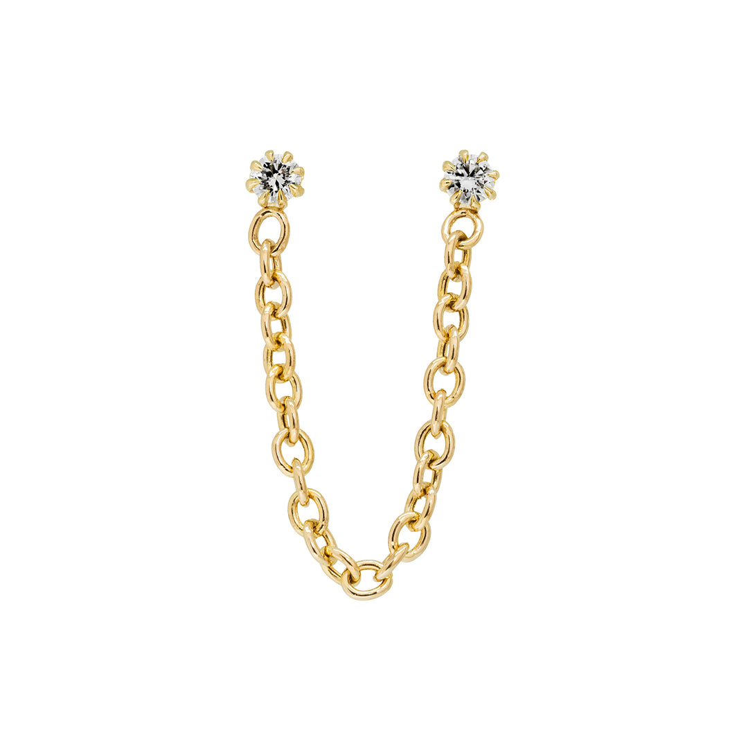 Waterfall Chain Round Double Piercing Earring