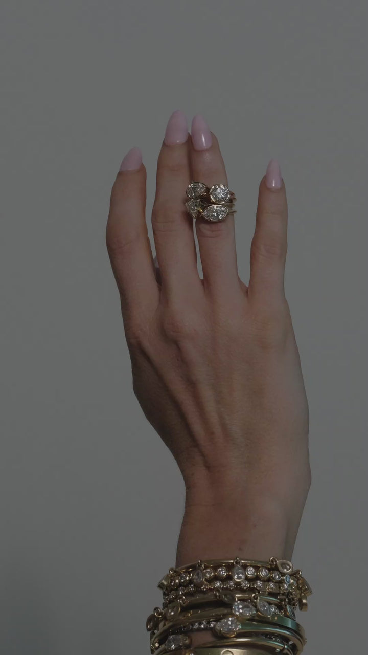 Pear Knife Edge Solitaire Stacking Band