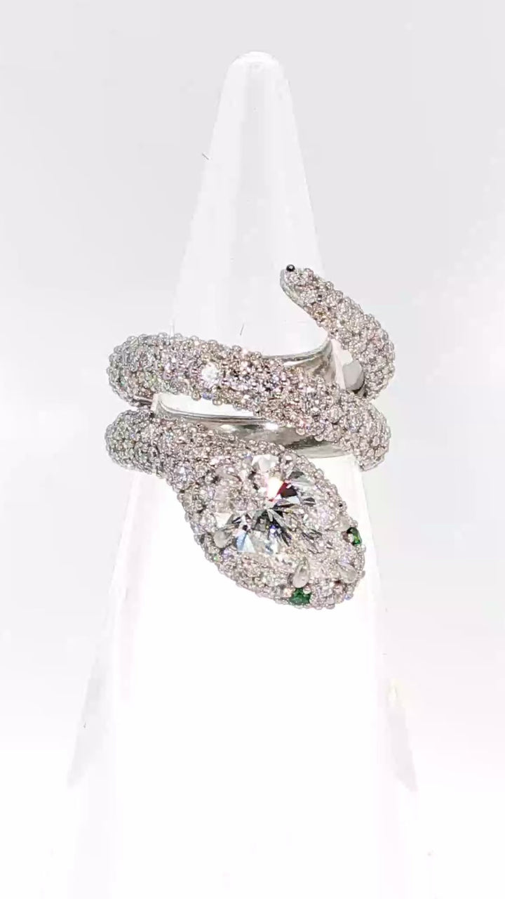 Pave Serpent Pinky Diamond Ring